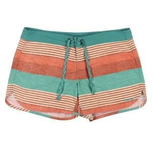 Patagonia NWT Women's 2 Teal Orange Striped Wavefarer‎ 5" Boardshorts Beach Swim